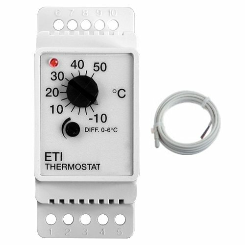 Termostat ETI-1551 na szynę DIN z czujnikiem zakres temp -10°C do +50°C 1